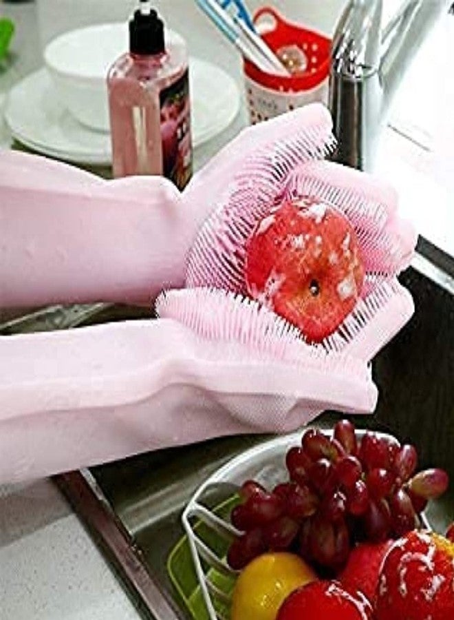 Sulfar Magic Silicone Scrub Cleaning Hand Gloves for Dish Washing, Car Washing, Bathroom and Pet Grooming, Latex Free (Multicolour - Pack 1 Pair) (Silicon Scrubber 175g) - Image 2